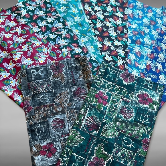 Other - Hawaiian Print 8 Fabric Sewing Quilting 16 x 19 Vintage Florals Petroglyph Vtg